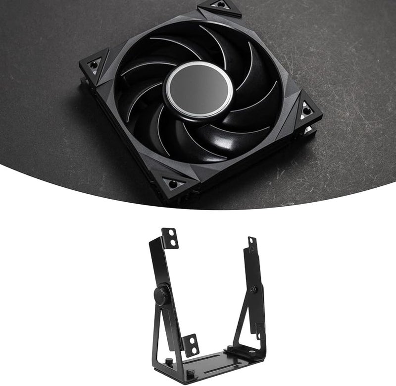Black Aluminum Alloy 360 Degree Pivoting Desk Fan Mount Bracket for PC Computer Cooling black - Image 2